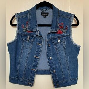 Womens Rose Denim Vest Sleeveless 💙🩵